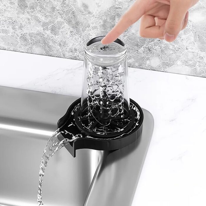 Automatic Cup Washer – Glass Rinser for Sink | Fast Bottle & Glass Cleaner Dishwasher Attachment for Kitchen Bar