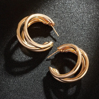 Punk Oval Hoop Earrings | Minimalist Geometric Ear Buckle