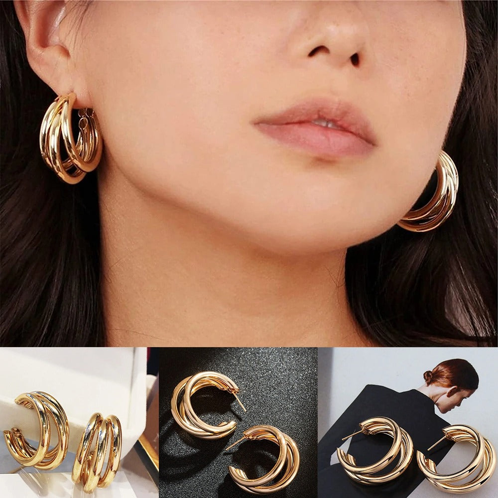 Punk Oval Hoop Earrings | Minimalist Geometric Ear Buckle