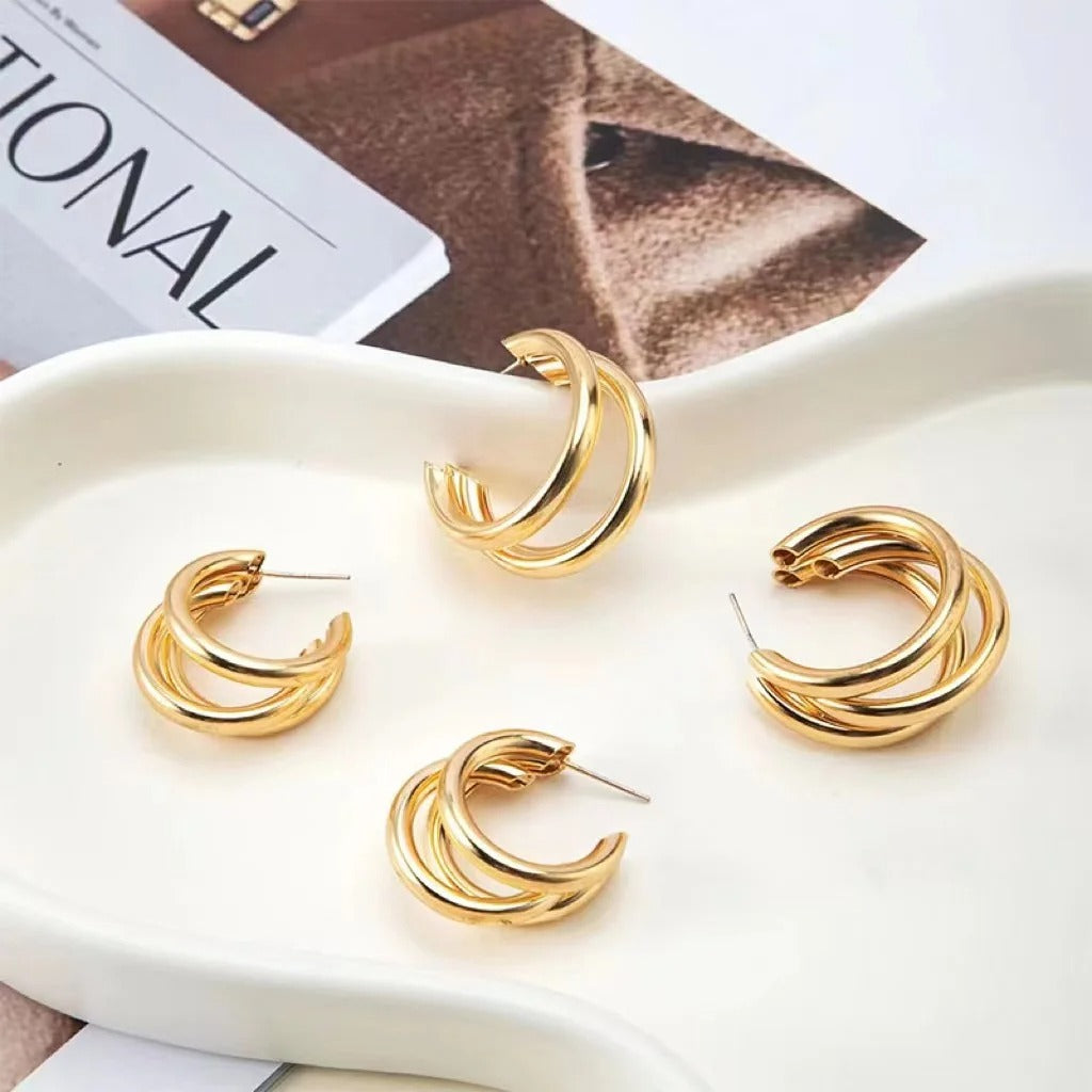Punk Oval Hoop Earrings | Minimalist Geometric Ear Buckle