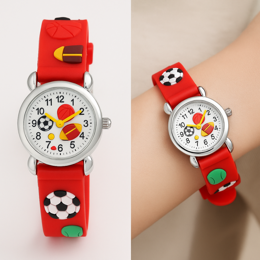 Fahlux Salicon High Quality Cute Football Cartoon Children Watch Girls Rubber Kids Watches Boys Silicone Quartz Wristwatches