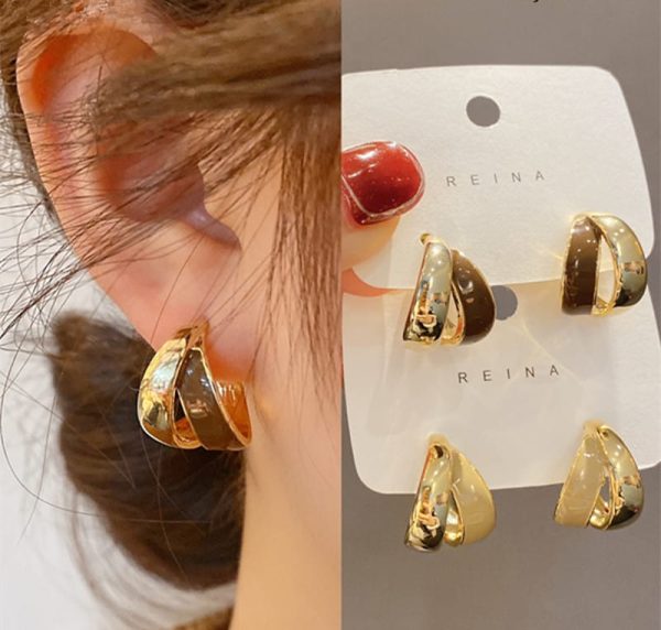 Elegant Dual Tone Korean Earrings | Gold Plated Fashion Jewelry