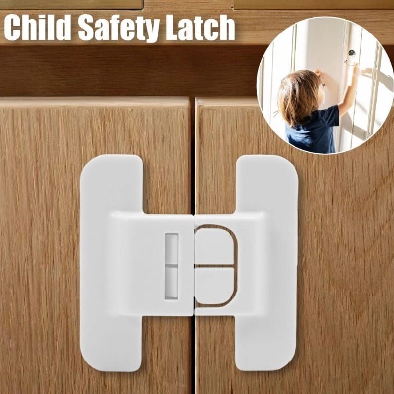 Child Safety Latch – Refrigerator Door Lock | Baby Proof Fridge, Freezer & Cabinet Safety Lock with Strong Adhesive
