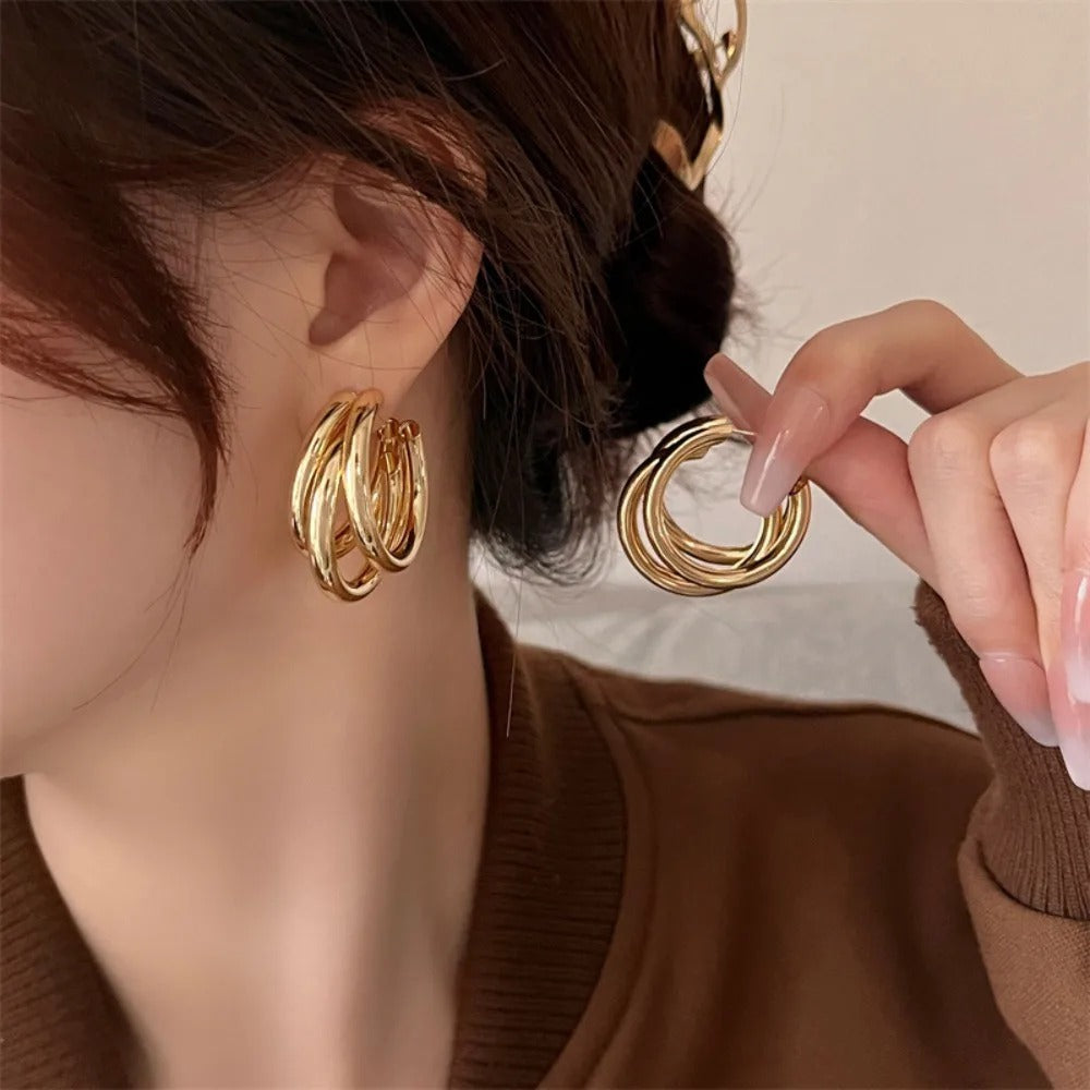 Punk Oval Hoop Earrings | Minimalist Geometric Ear Buckle
