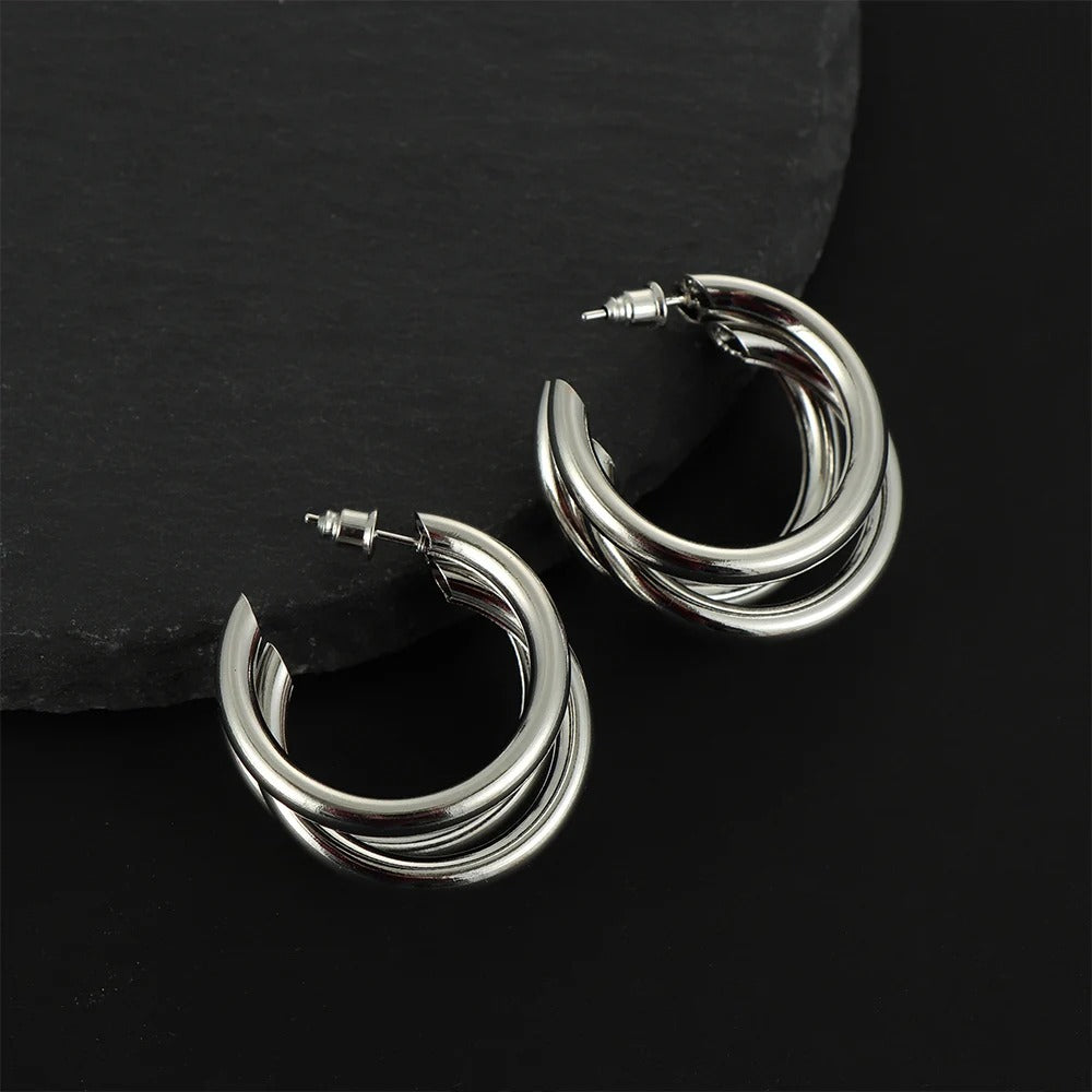 Punk Oval Hoop Earrings | Minimalist Geometric Ear Buckle